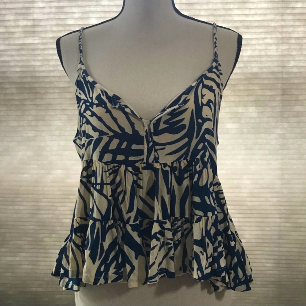 Patrons Of Peace Cream/Blue Summer Tank NWT
